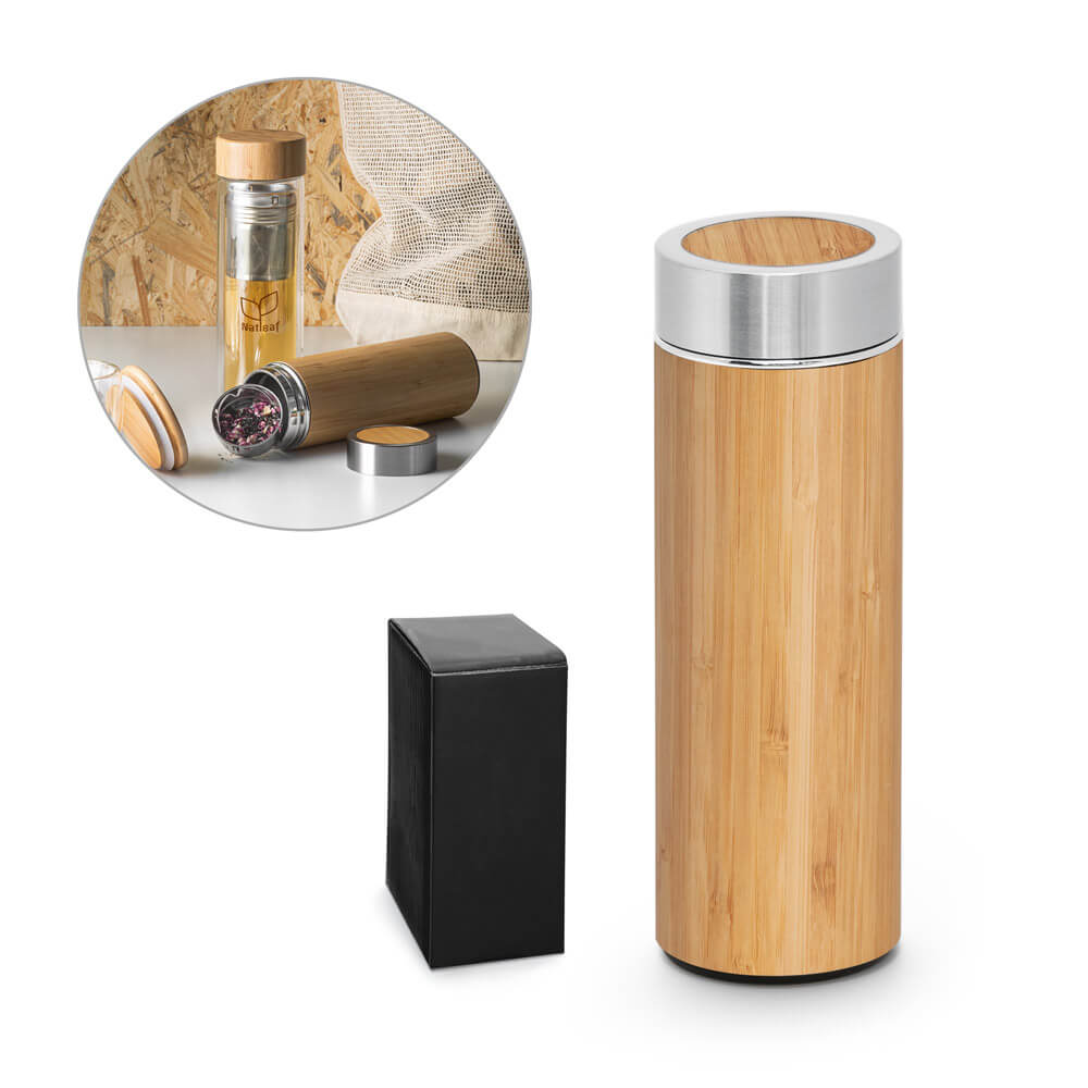 Garrafa térmica de Bambu e Aço Inox para Bindes